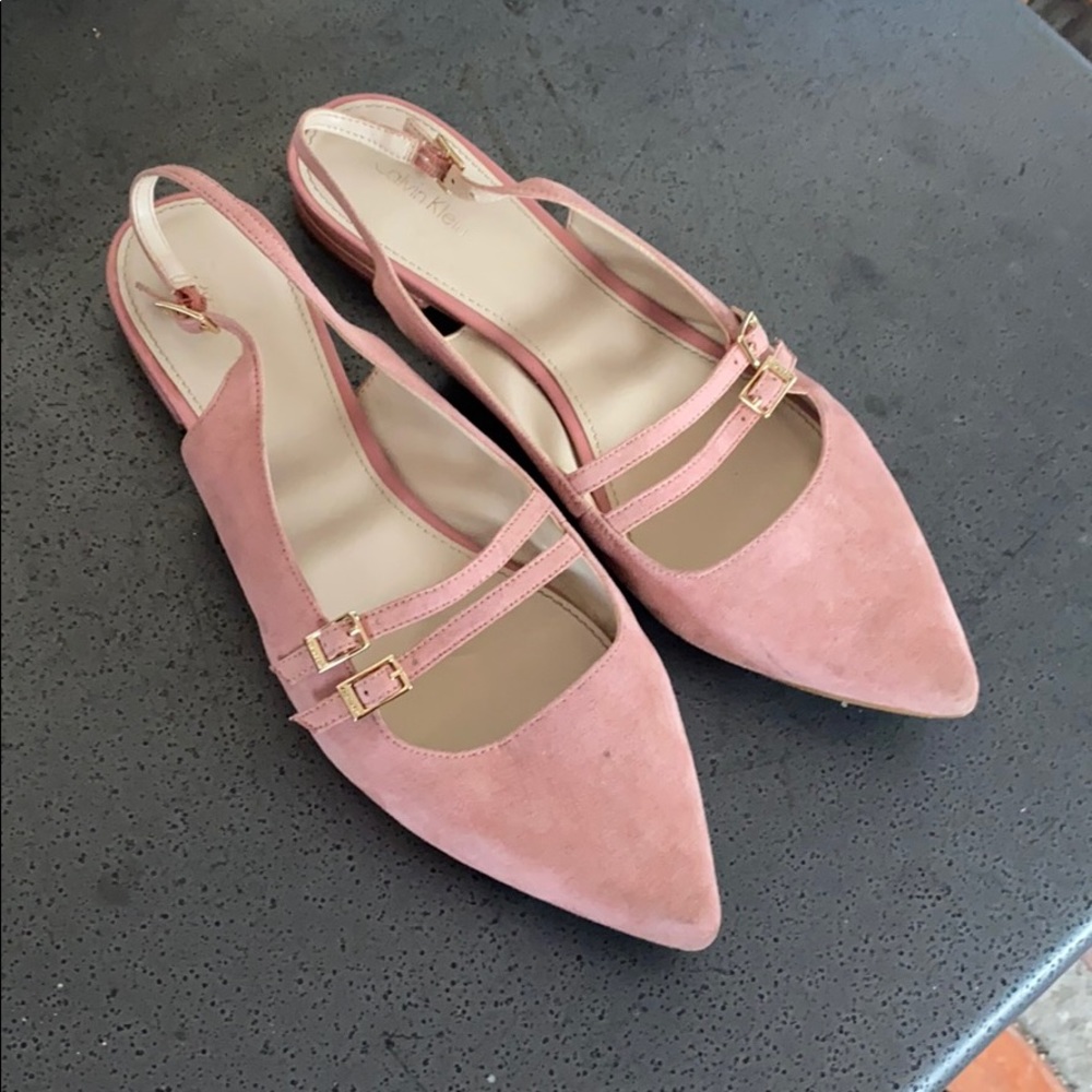 Calvin Klein Pink Pointy Toe Slingback Flats